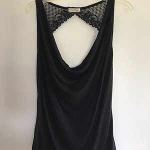 Scoop Neck Lace Tank Top, KeyHole Back